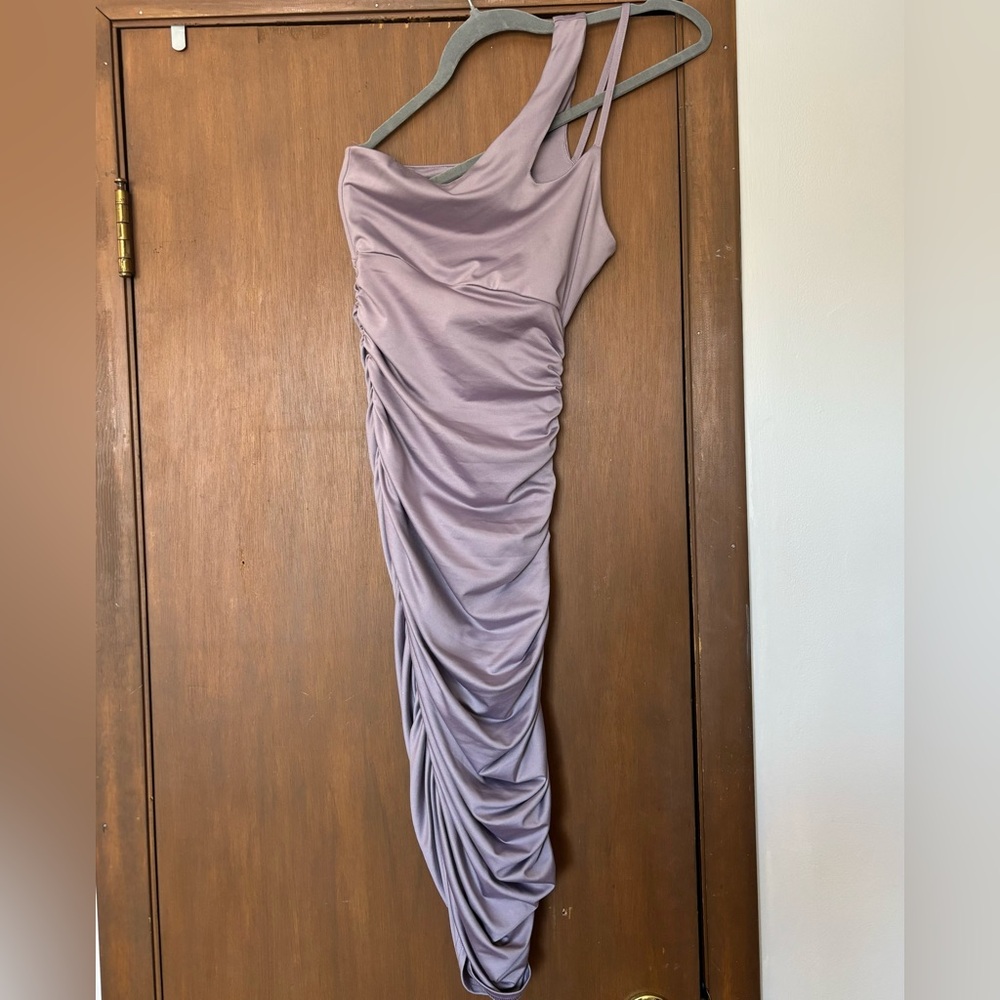 Elegant Lavender Ruched Dress